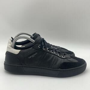 Mens Size 41 The Kooples Black Leather Low Top Casual Trainers Sneakers Shoes